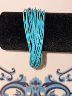 Turquoise Blue Multi-Strand Cord Cuff Bracelet Layered Bohemian Wrap